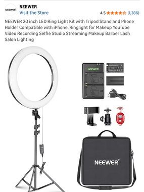 Neewer 20in LED Ring Light Kit with Tripod Stand and Phone Holder - Black